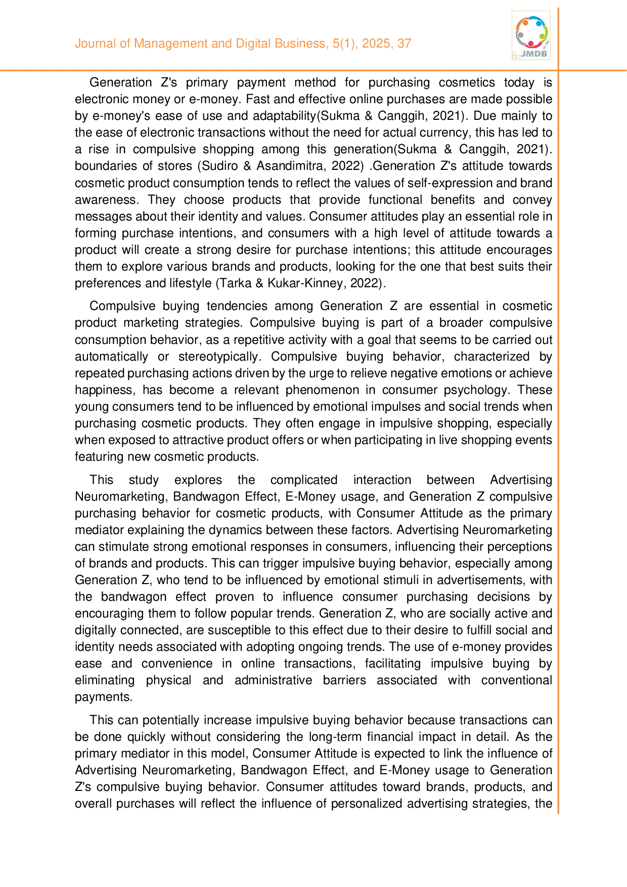 JURIS The influence of advertising neuromarketing bandwagon effect and e money on gen Z s attitude and compulsive buying