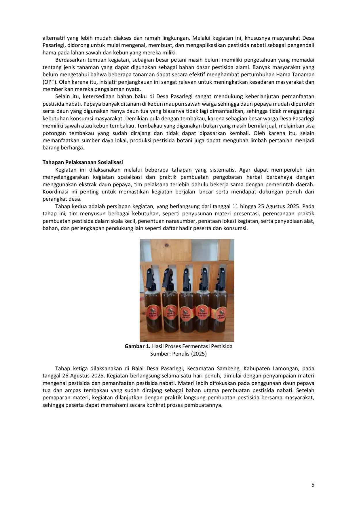 JURIS Pemanfaatan Ekstrak Daun Pepaya Menjadi Pestisida Nabati Ramah Lingkungan di Kabupaten Lamongan