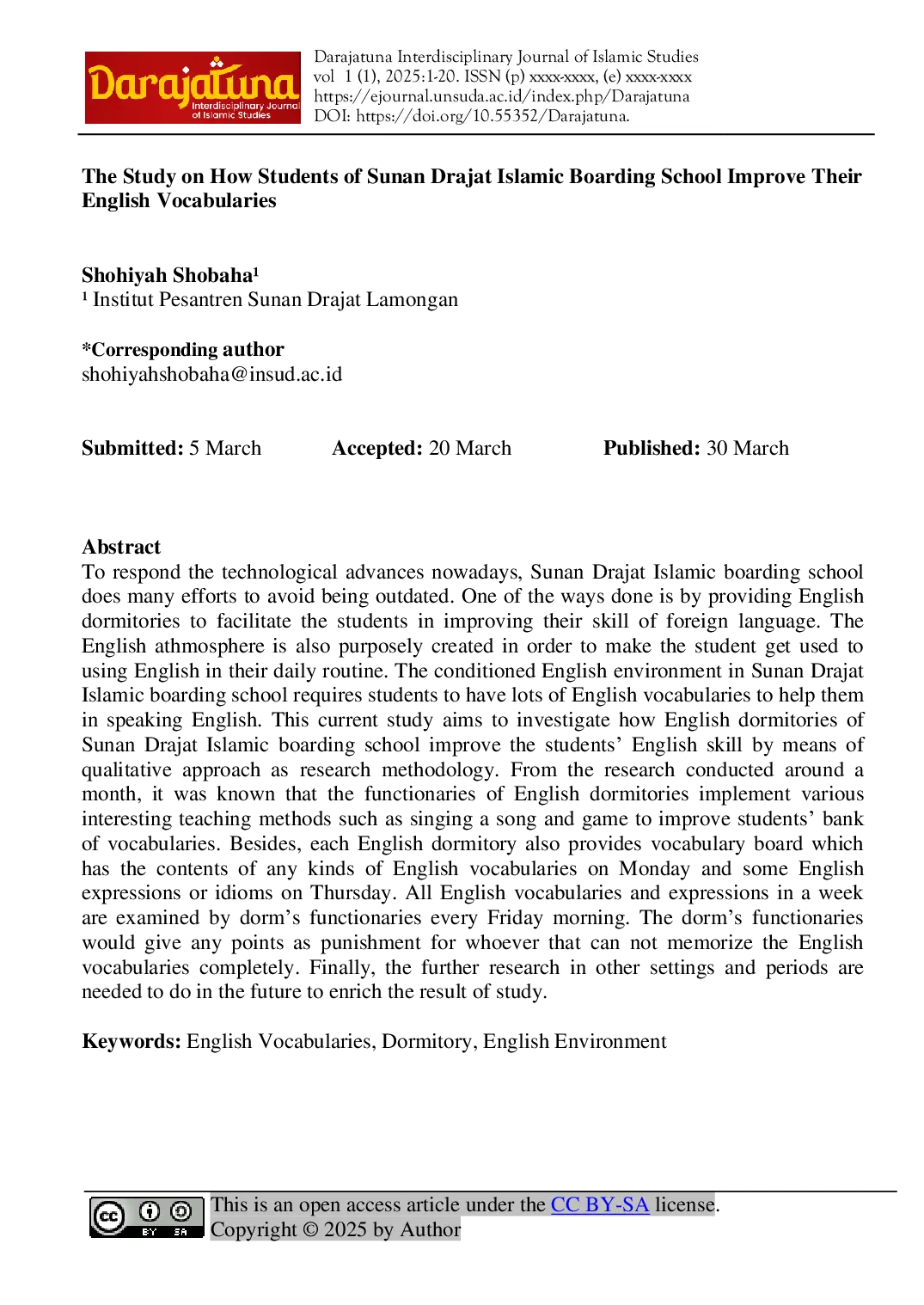 JURIS The Study on How Students of Sunan Drajat Islamic Boarding School Improve Their English Vocabularies