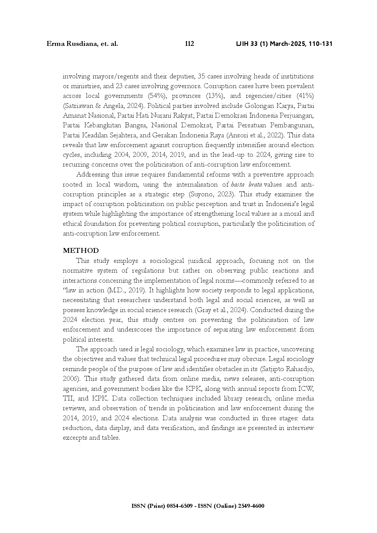 juris Preventing the politicisation of corruption crime law enforcement based on local wisdom