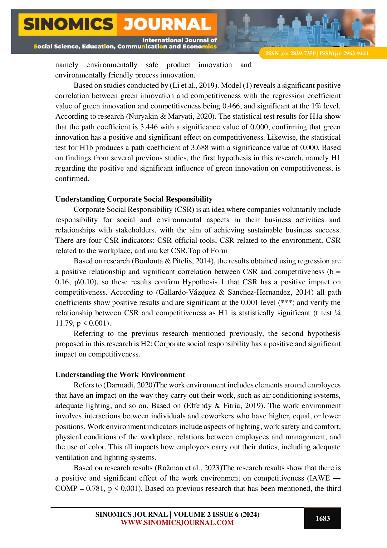 JURIS The Influence of Green Innovation Corporate Social Responsibility and the Work Environment in Increasing Competitiveness