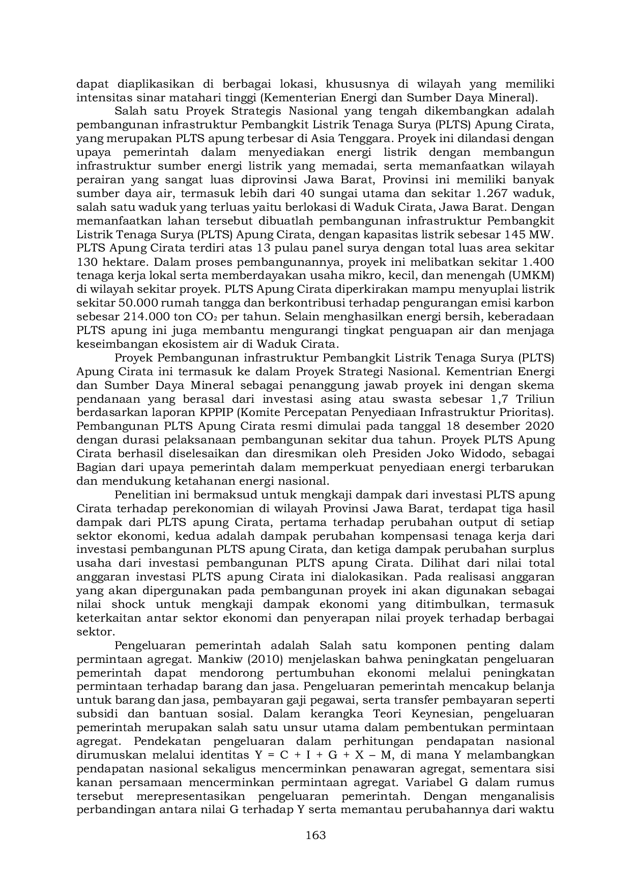 JURIS West Java Economy Cirata Floating Solar Investment Impact Input Output Analysis