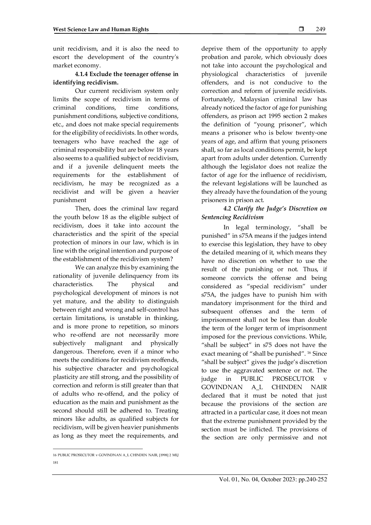 JURIS Comparative Analysis on the Improvement of Aggravate Punishment for Recidivism in Malaysia