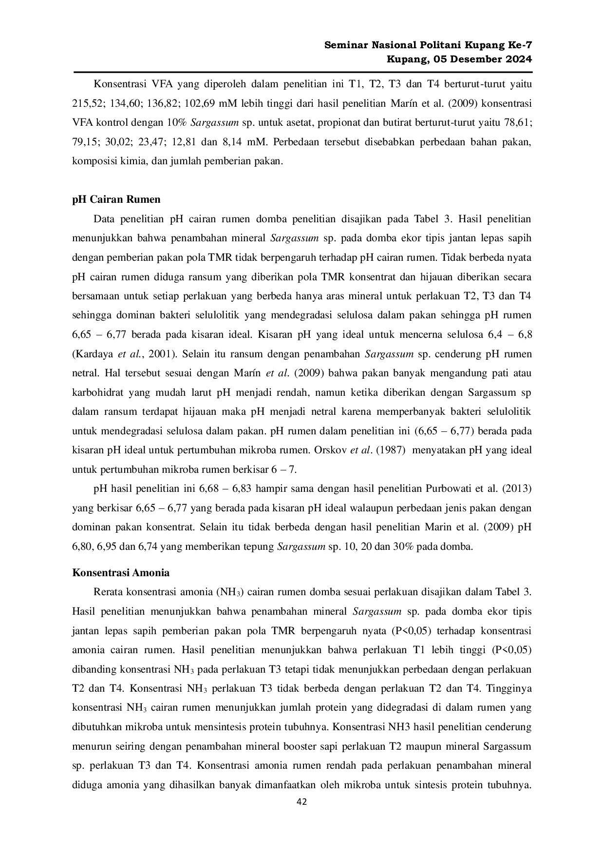 JURIS Pemanfaatan Sargassum Sp Terhadap Derivat Purin VFA Dan Protein Mikroba Domba Ekor Tipis Jantan Lepas Sapih