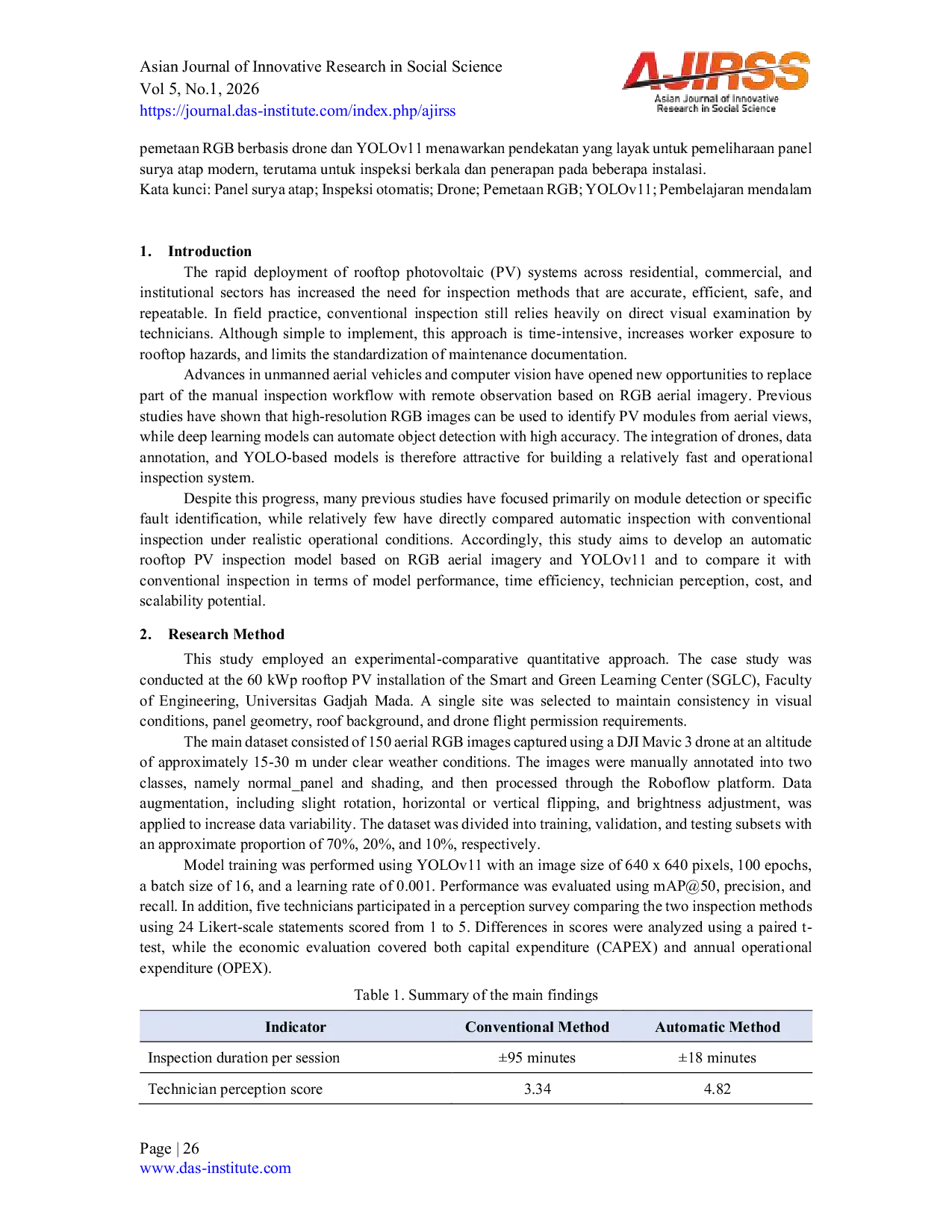 JURIS Effectiveness of Rooftop Photovoltaic Inspection Based on RGB Aerial Imagery and YOLOv11 Compared with Conventional Inspection