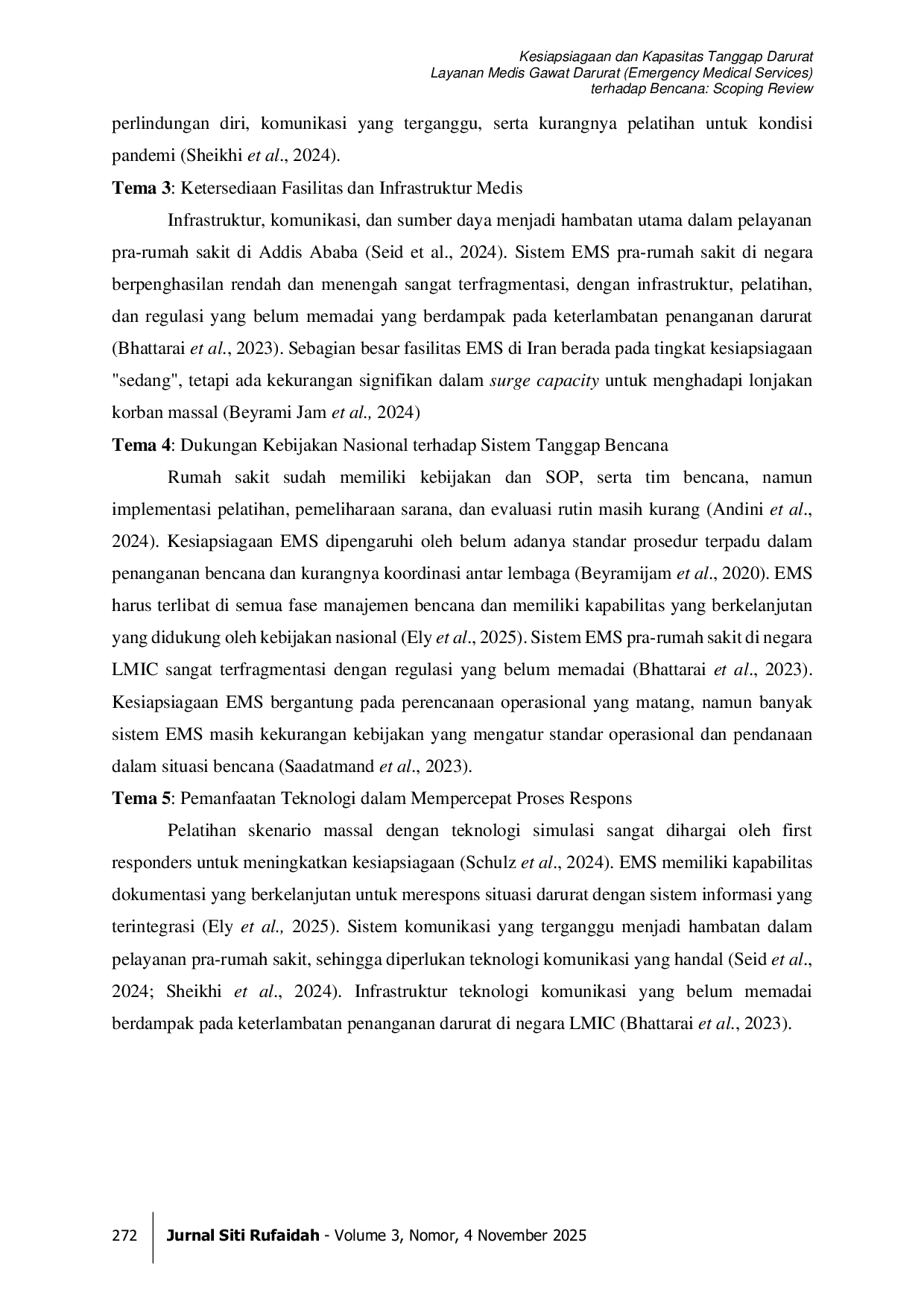 JURIS Kesiapsiagaan dan Kapasitas Tanggap Darurat Layanan Medis Gawat Darurat Emergency Medical Services terhadap Bencana Scoping Review