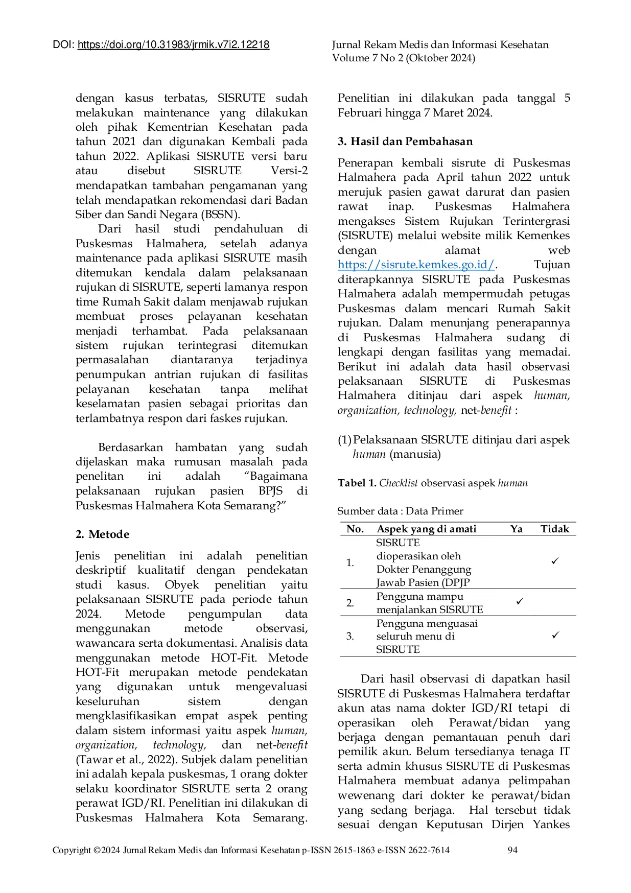 JURIS Referral System of the BPJS Patient at the Halmahera Community Health Center Semarang City