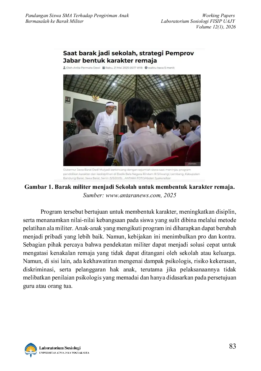 JURIS High School Students Views on Sending Troubled Youths to Military Barracks