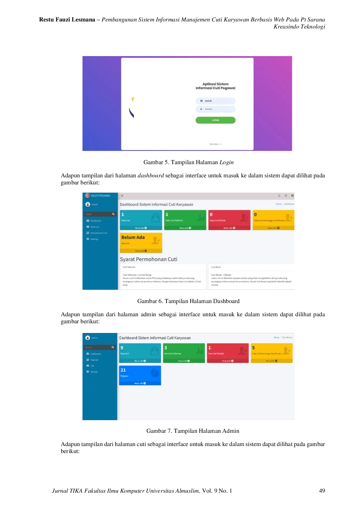 JURIS Development of Web Based Employee Leave Management Information System at PT Sarana Kreasindo Teknologi
