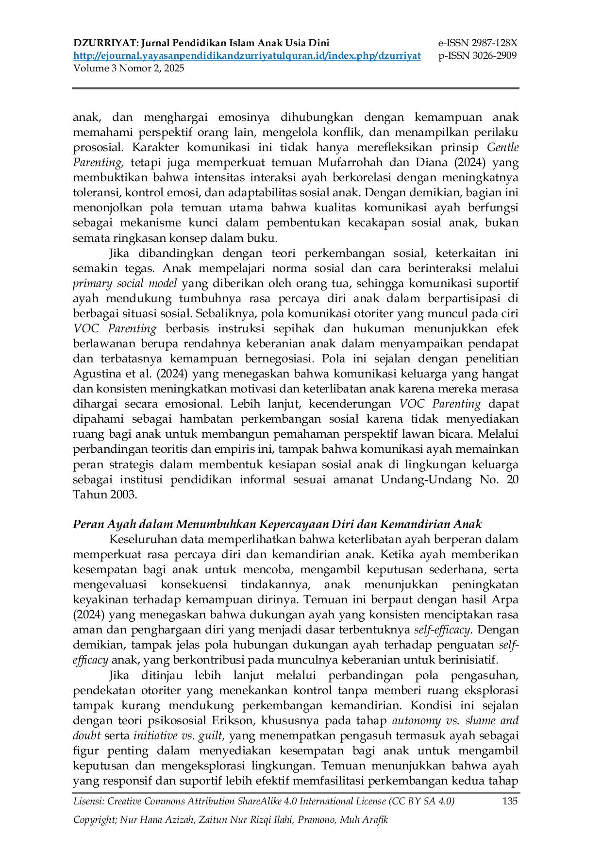 JURIS Peran Ayah terhadap Perkembangan Sosial Emosional Anak dalam Buku Gentle Parenting vs VOC Parenting Tinjauan Psikologi Anak