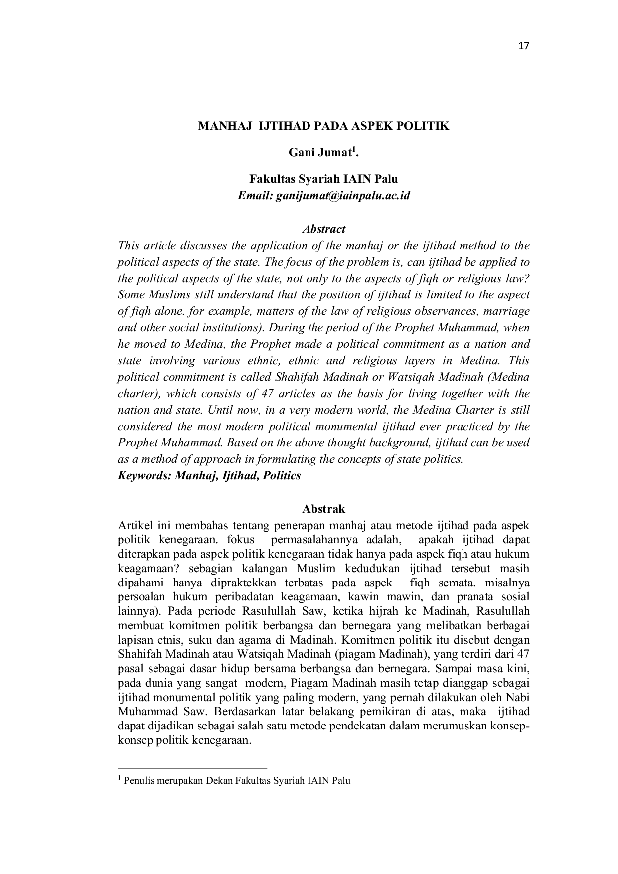 JURIS Manhaj Ijtihad Pada Aspek Politik