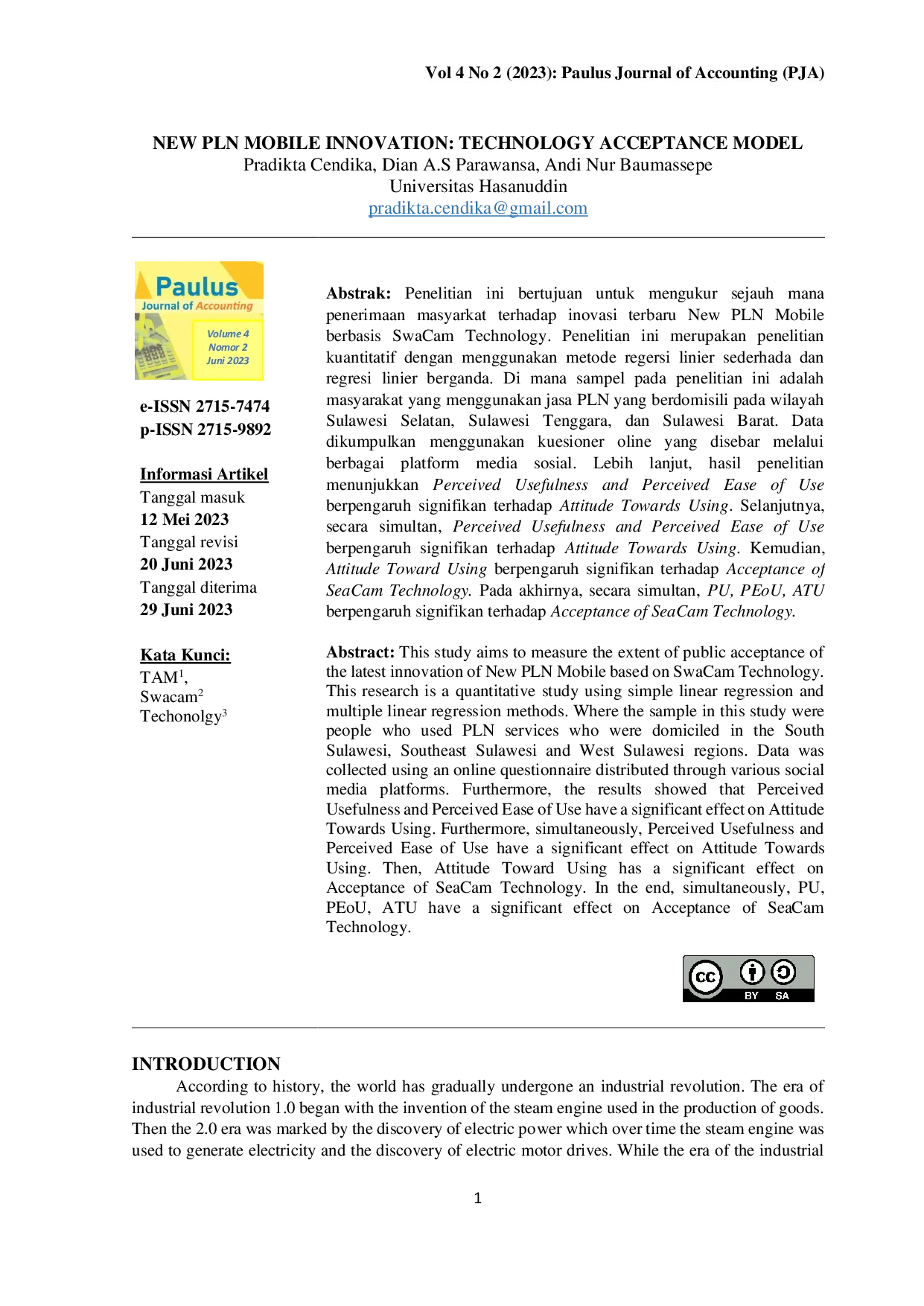 JURIS New PLN Mobile Innovation Technology Acceptance Model