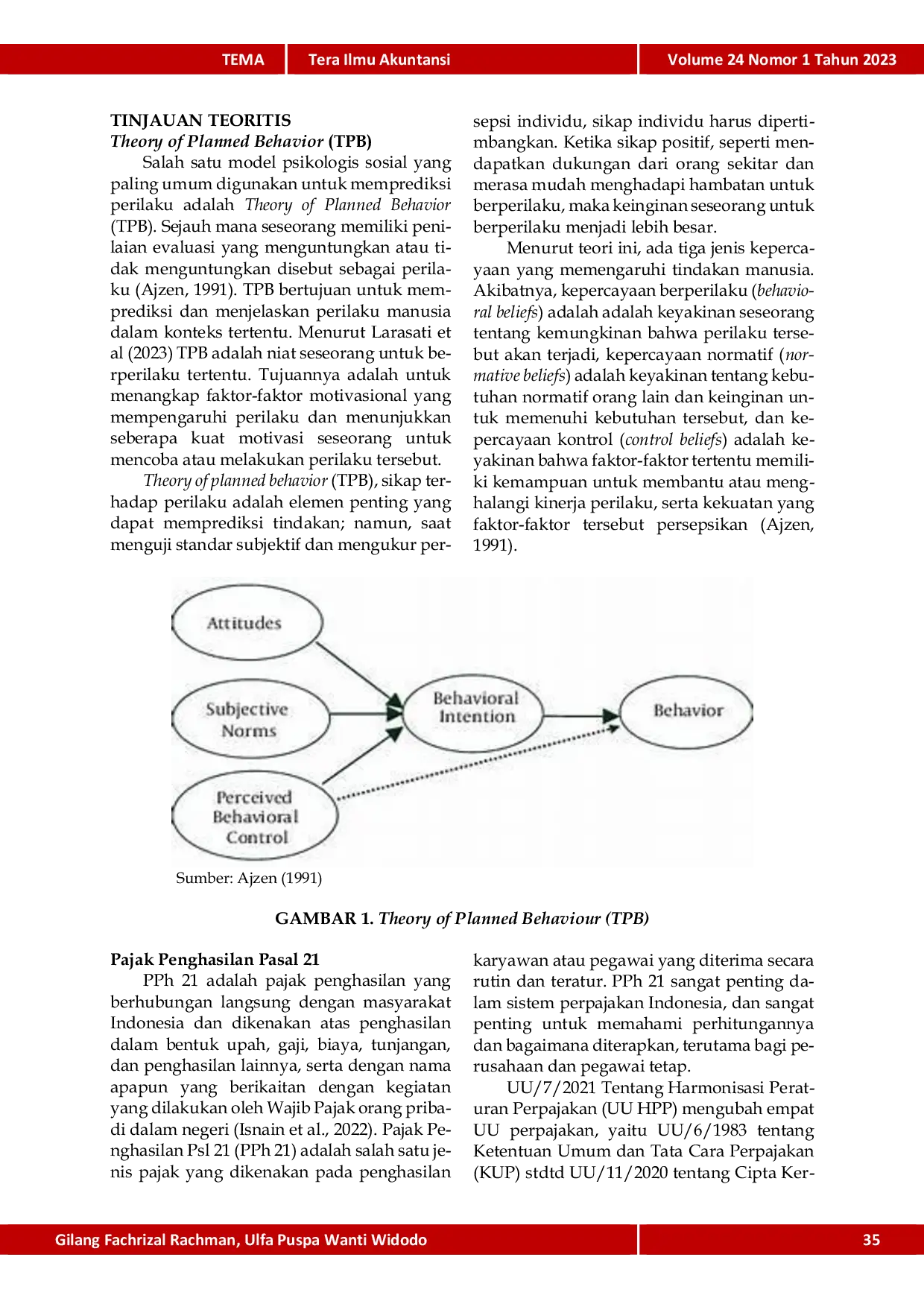 JURIS Penerapan Perhitungan Pph 21 Berdasarkan Uu Nomor 7 Tahun 2021 Pada Pegawai Tetap Pt X