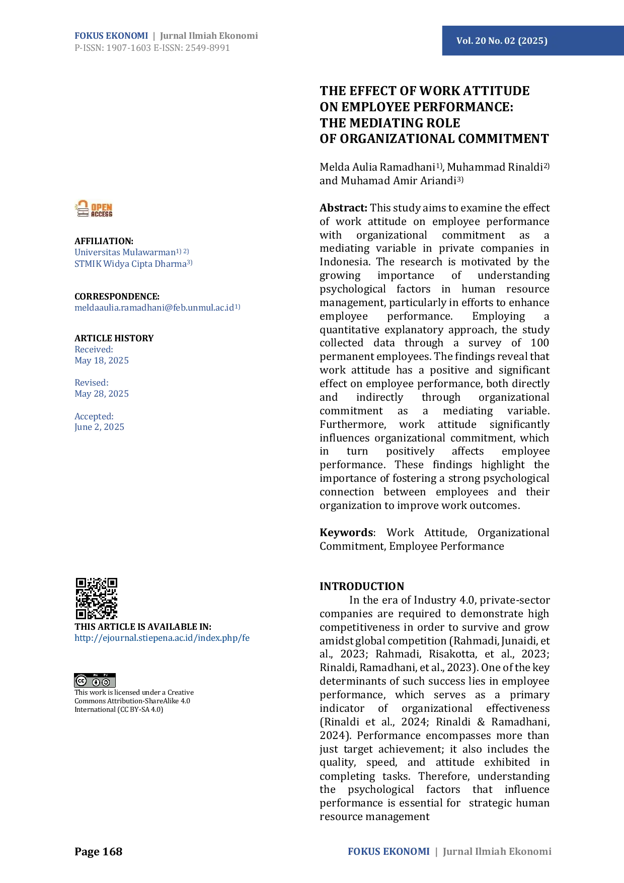 JURIS The Effect of Work Attitude on Employee Performance The Mediating Role of Organizational Commitment