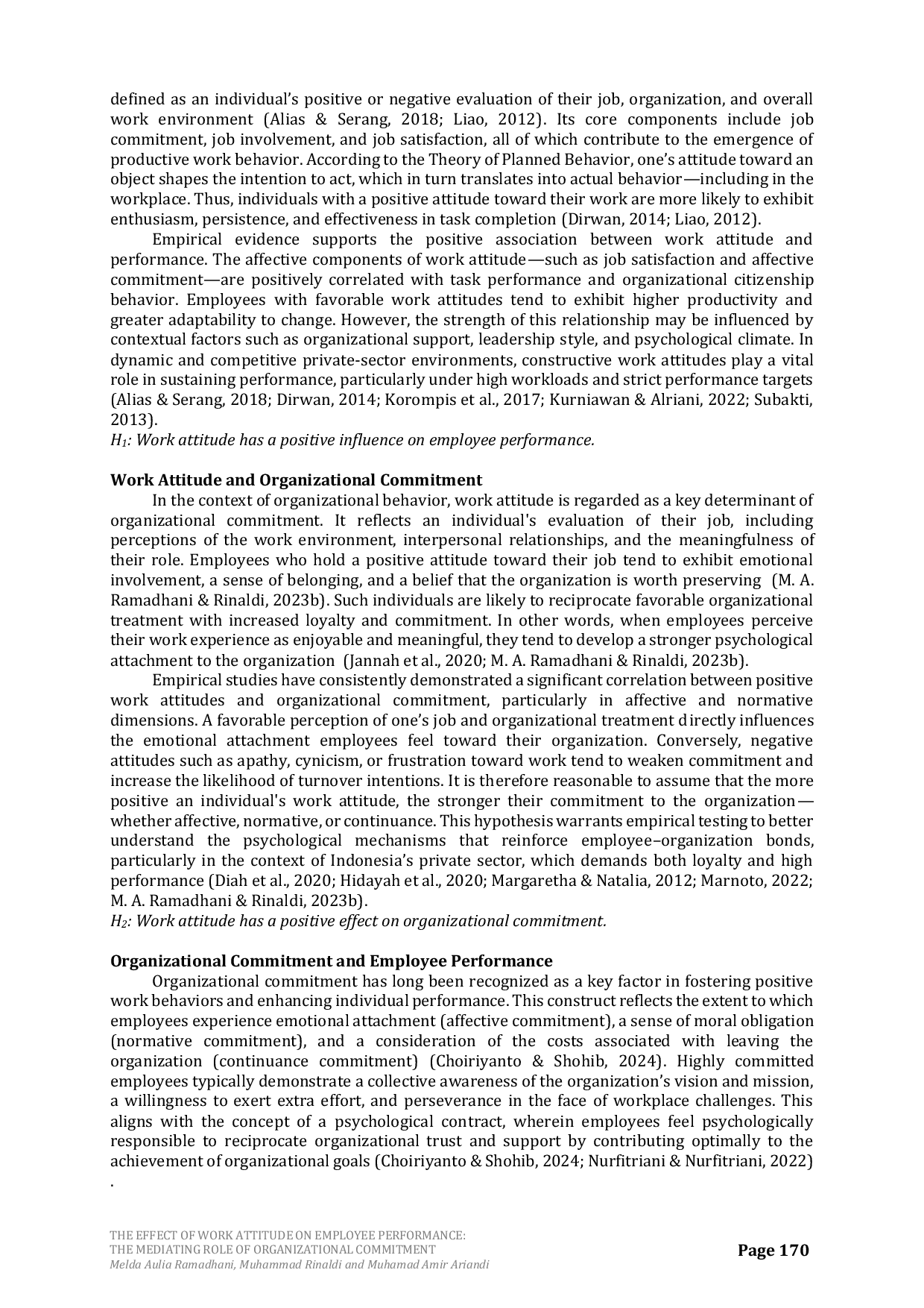JURIS The Effect of Work Attitude on Employee Performance The Mediating Role of Organizational Commitment