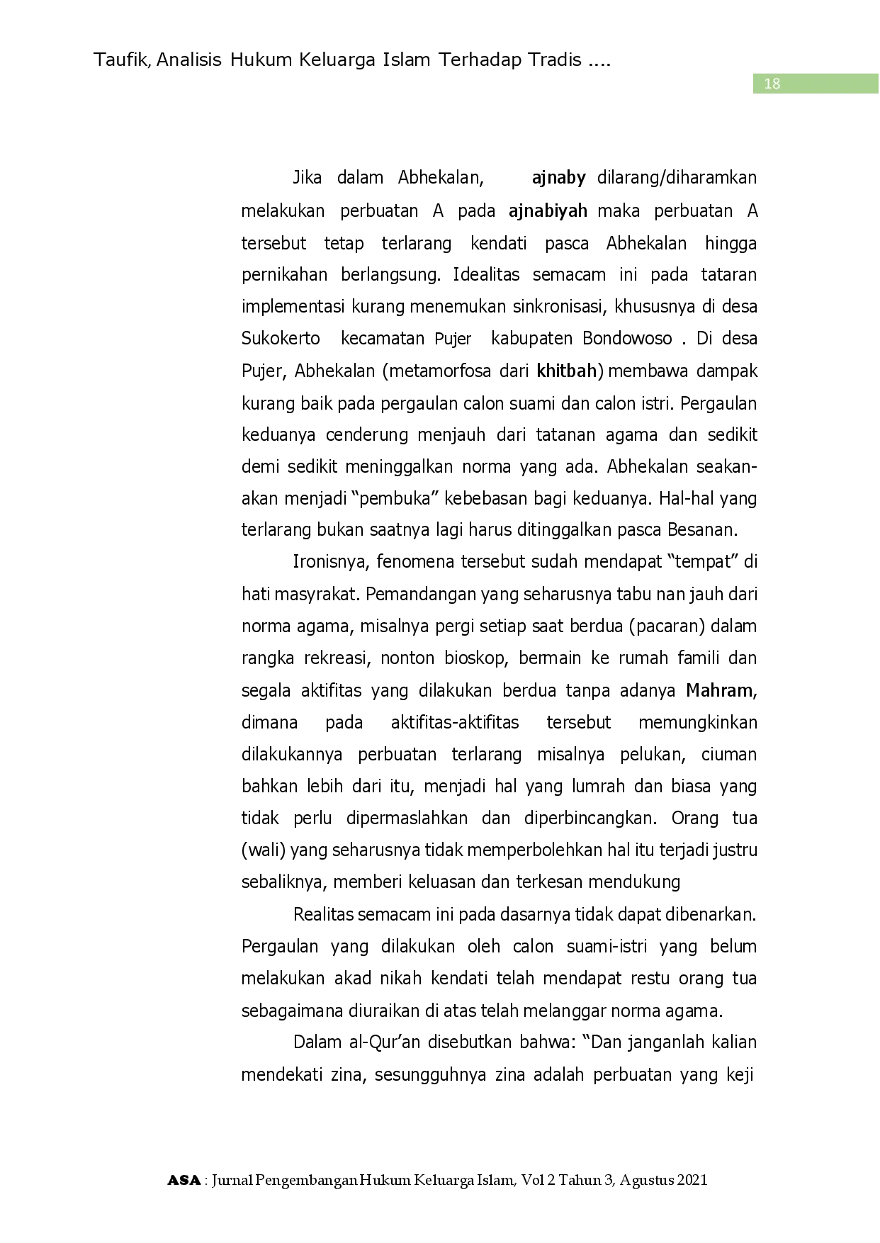 juris Analisis Hukum Keluarga Islam Terhadap Tradisi Abekhalan Dan Implikasinya Pada Calon Pengantin