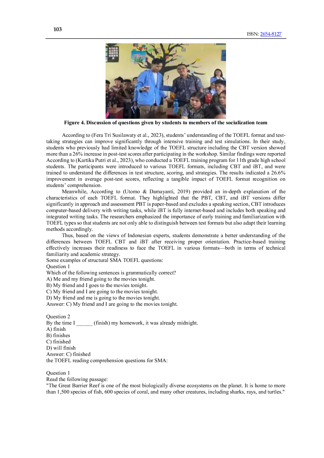 JURIS Socialization of Introduction and Benefits of Toefl Functions for Students SMA Swasta Pematangsiantar