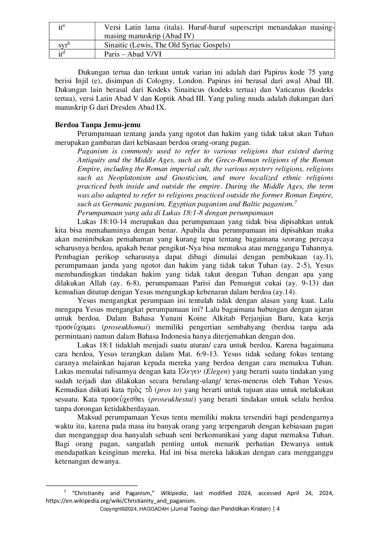 JURIS Makna Frasa Berdoa Tanpa Jemu jemu Berdasarkan Eksegese Lukas 18 1 14