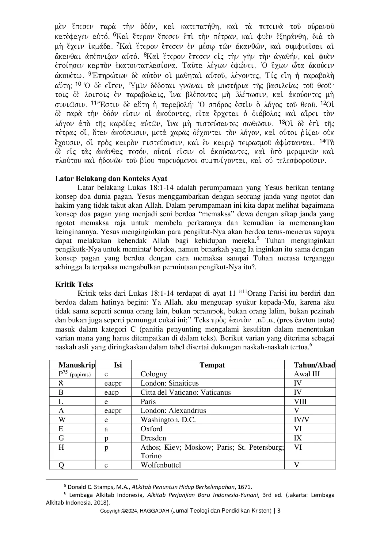JURIS Makna Frasa Berdoa Tanpa Jemu jemu Berdasarkan Eksegese Lukas 18 1 14