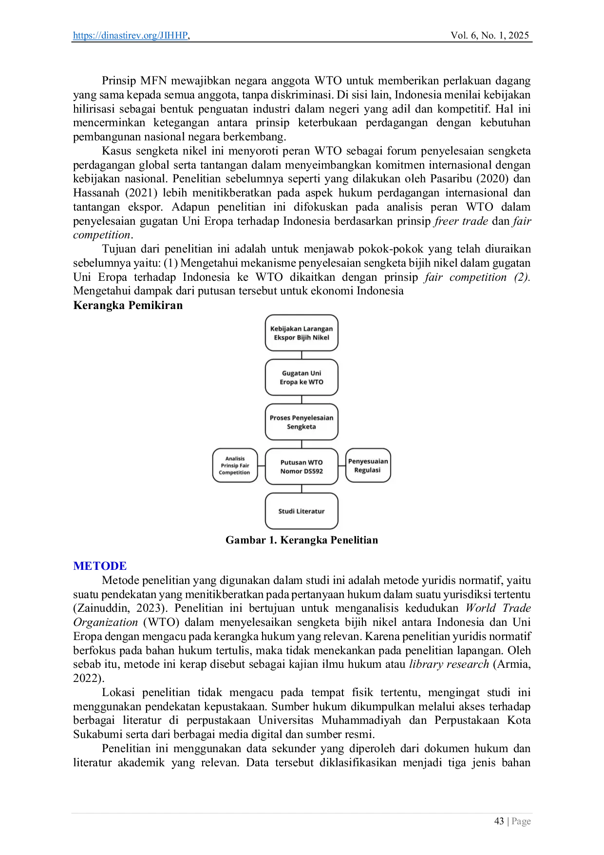 JURIS Peran Wto Dalam Penyelesaian Gugatan Uni Eropa Terhadap Indonesia Sengketa Bijih Nikel dikaitkan dengan Prinsip Fair Competition