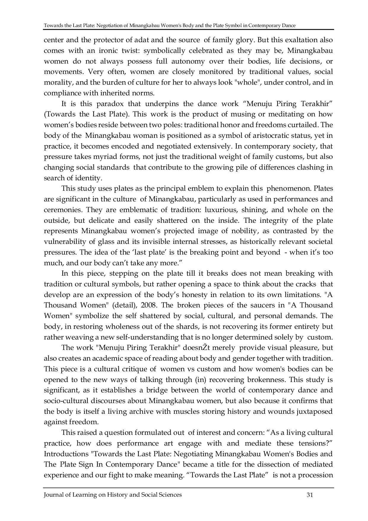 JURIS Towards The Last Plate Negotiation Of Minangkabau Women s Body And The Plate Symbol In Contemporary Dance