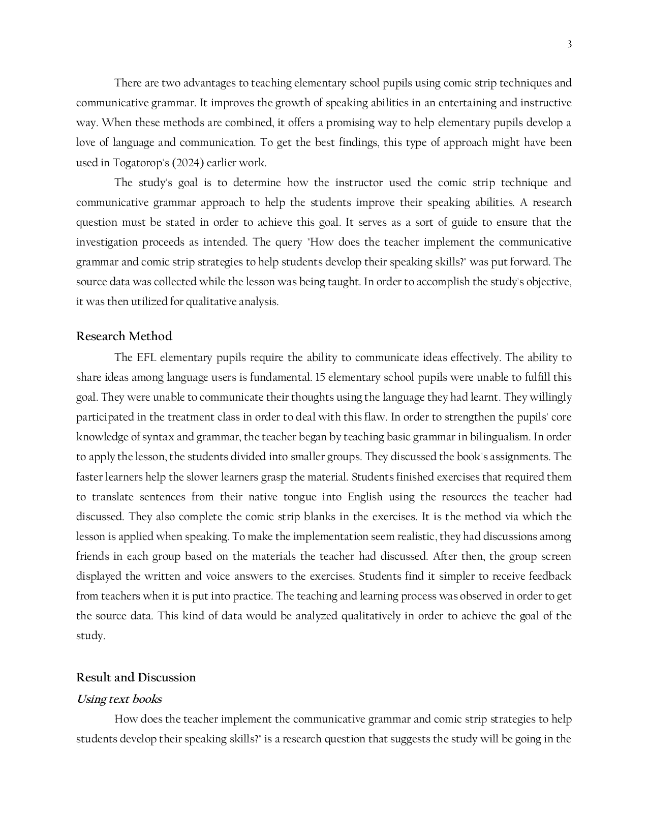 JURIS Utilizing Communicative Grammar and Comic Strip Techniques to Assist Primary Students in Developing their Speaking Skills