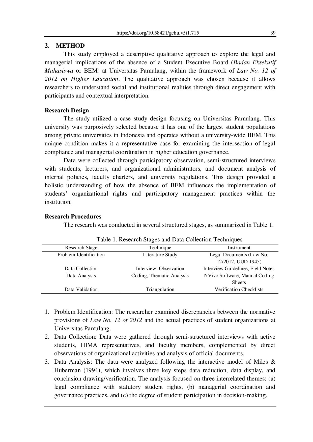 JURIS Reassessing Student Representation Legal and Managerial Implications of the Absence of a Student Executive Board under Law No 12 of 2012