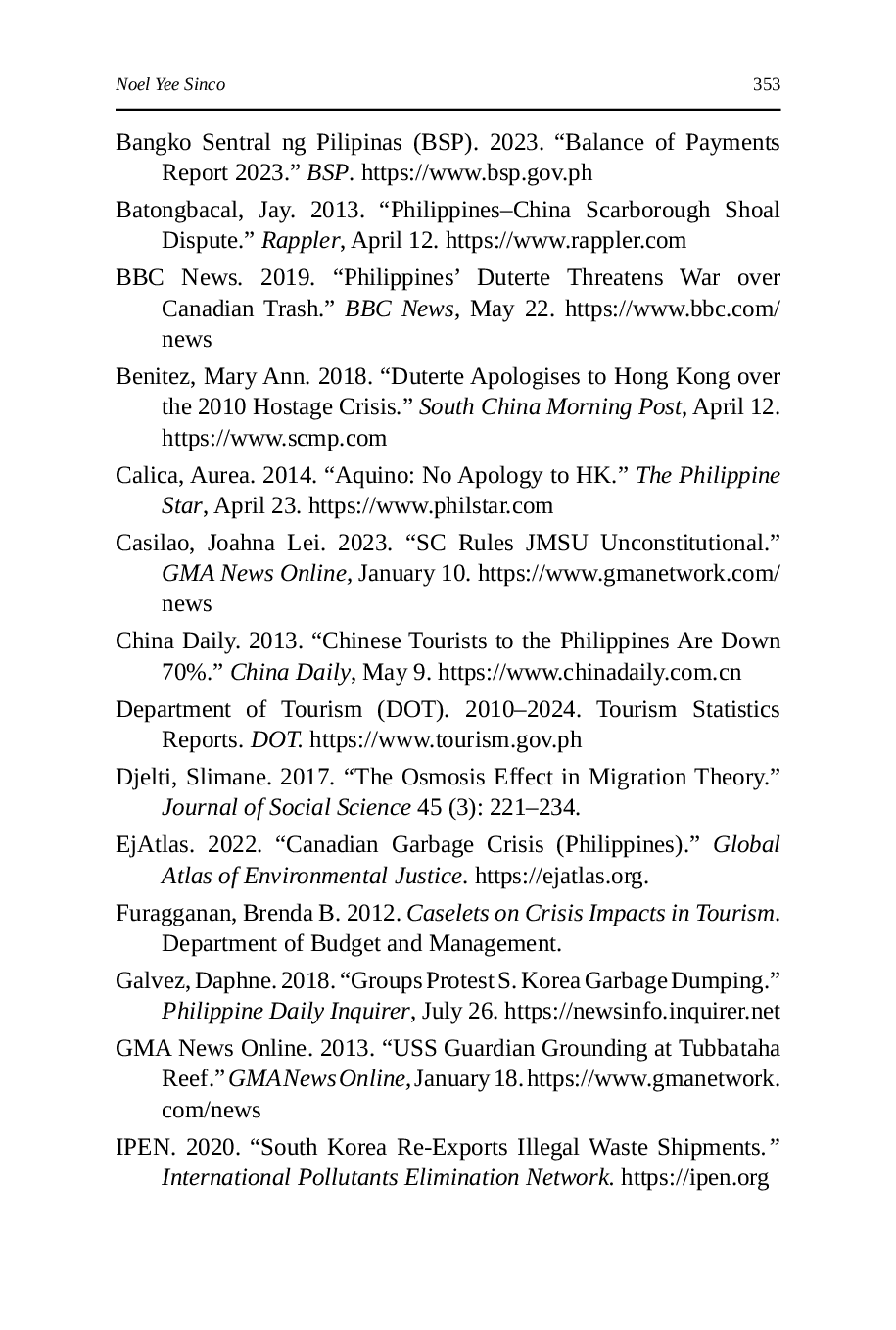 JURIS Tourism As Osmosis The Role of Apology Diplomacy in Shaping Tourist Arrivals in The Philippines