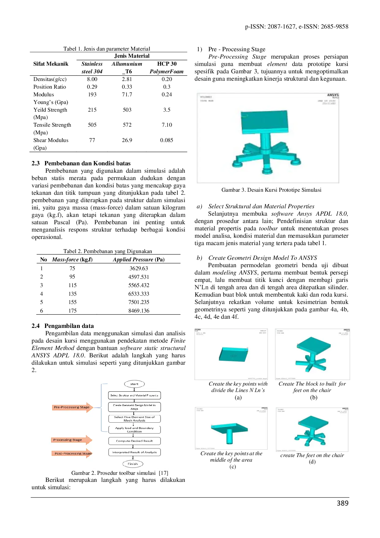 JURIS Analisa Tegangan dan Deformasi Pada Desain Kursi Menggunakan Finite Element Method Dengan Variasi Pembebanan