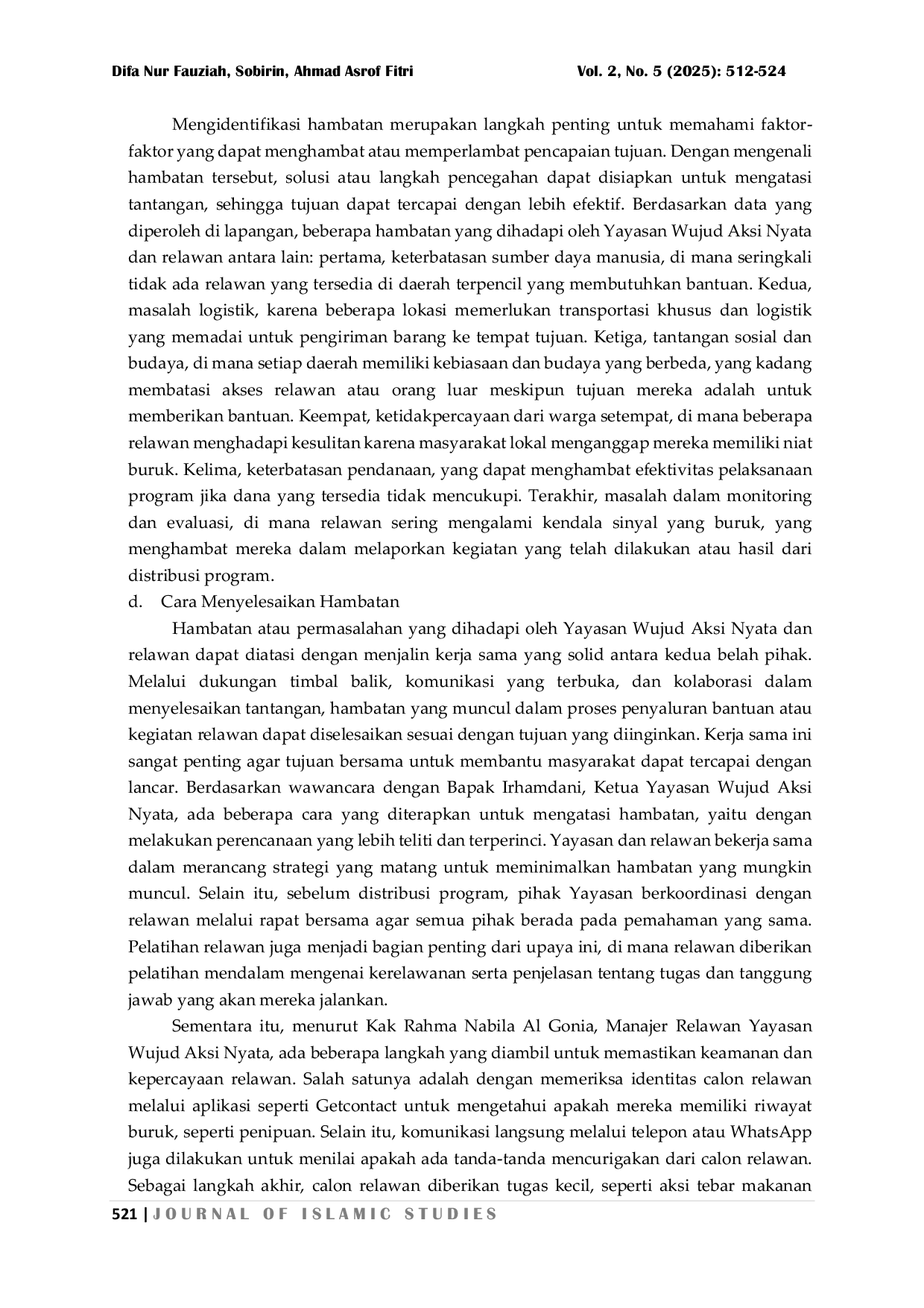 JURIS Manajemen Pengelolaan Relawan Dalam Program Aksi Ceria Di Yayasan Wujud Aksi Nyata Kabupaten Bekasi