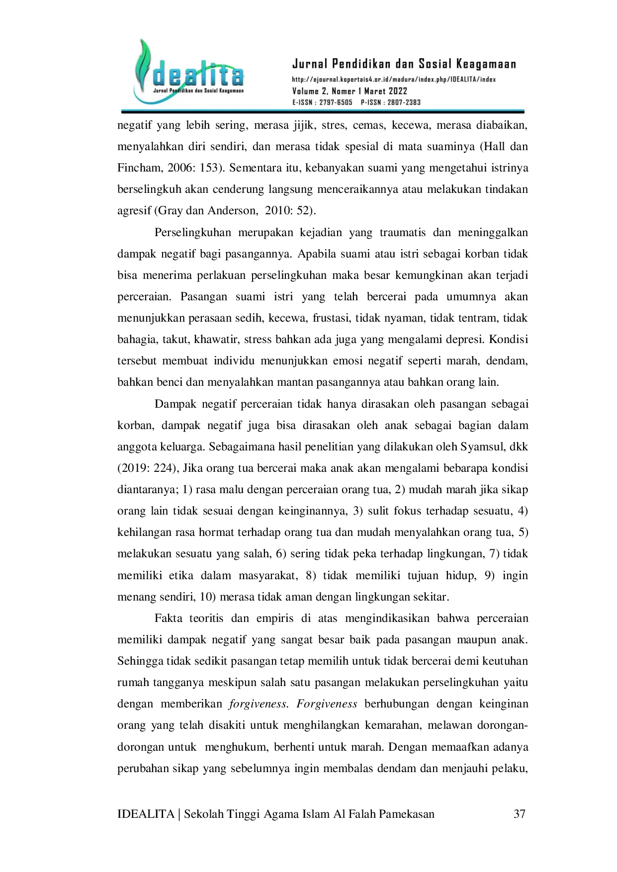 JURIS Forgiveness Terhadap Perselingkuhan Demi Keberlangsungan Pendidikan Anak