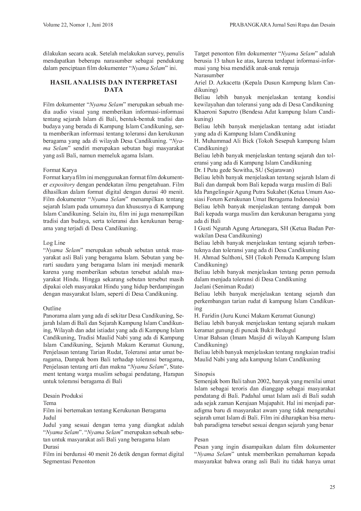 JURIS Film Dokumenter Nyama Selam Ay Dengan Gaya Expository