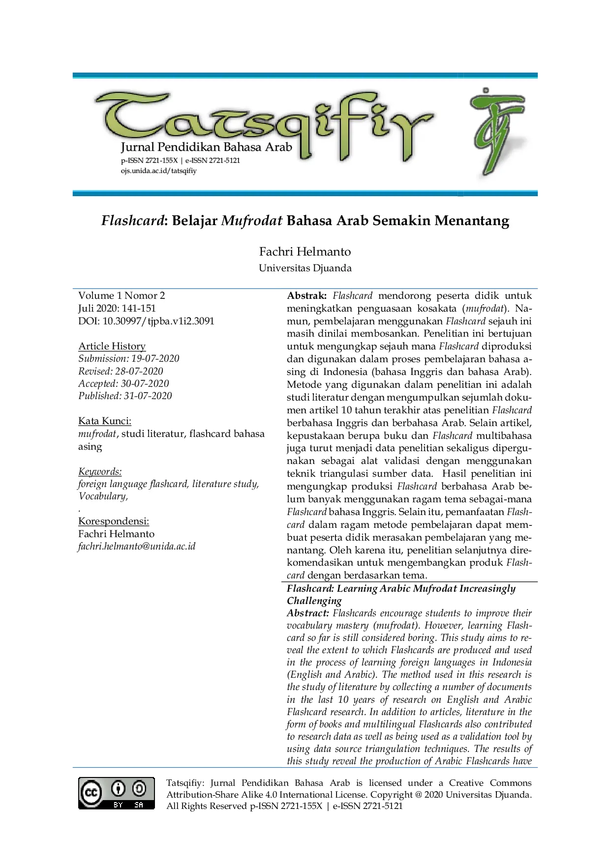 JURIS Flashcard Belajar Mufrodat Bahasa Arab Semakin Menantang