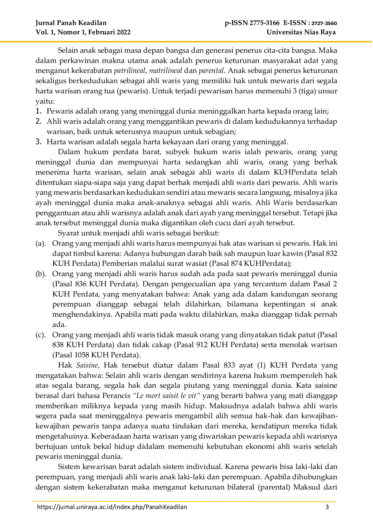 JURIS Pembagian Harta Warisan Dalam Masyarakat Nias Study Putusan Mahkamah Agung Nomor 172 K Sip 1974