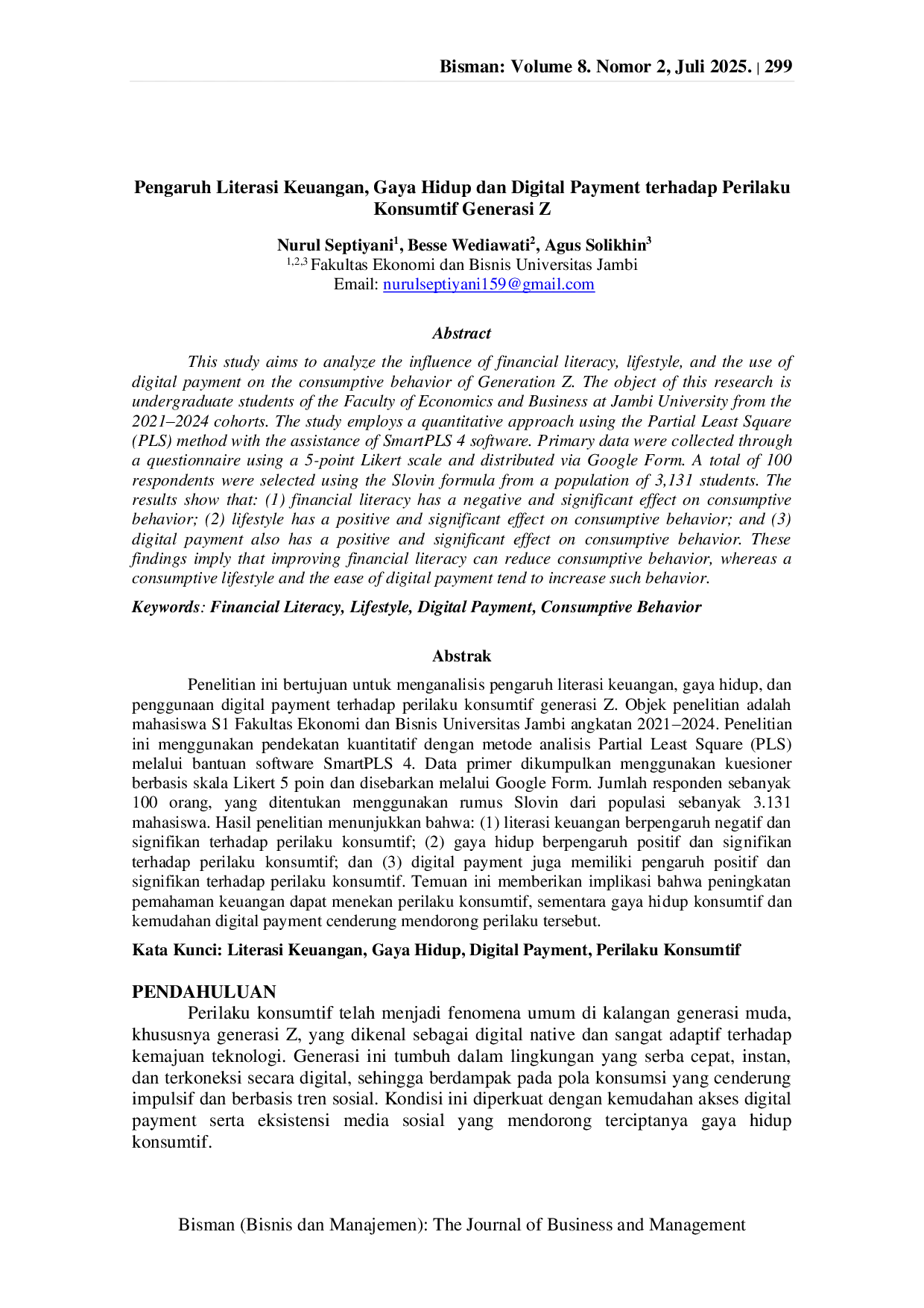 JURIS Pengaruh Literasi Keuangan Gaya Hidup Dan Digital Payment Terhadap Perilaku Konsumtif Generasi Z