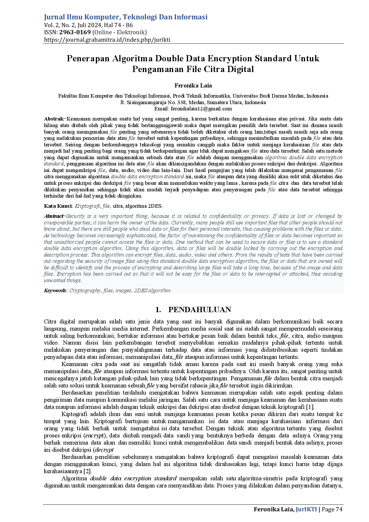 JURIS Penerapan Algoritma Double Data Encryption Standard Untuk Pengamanan File Citra Digital