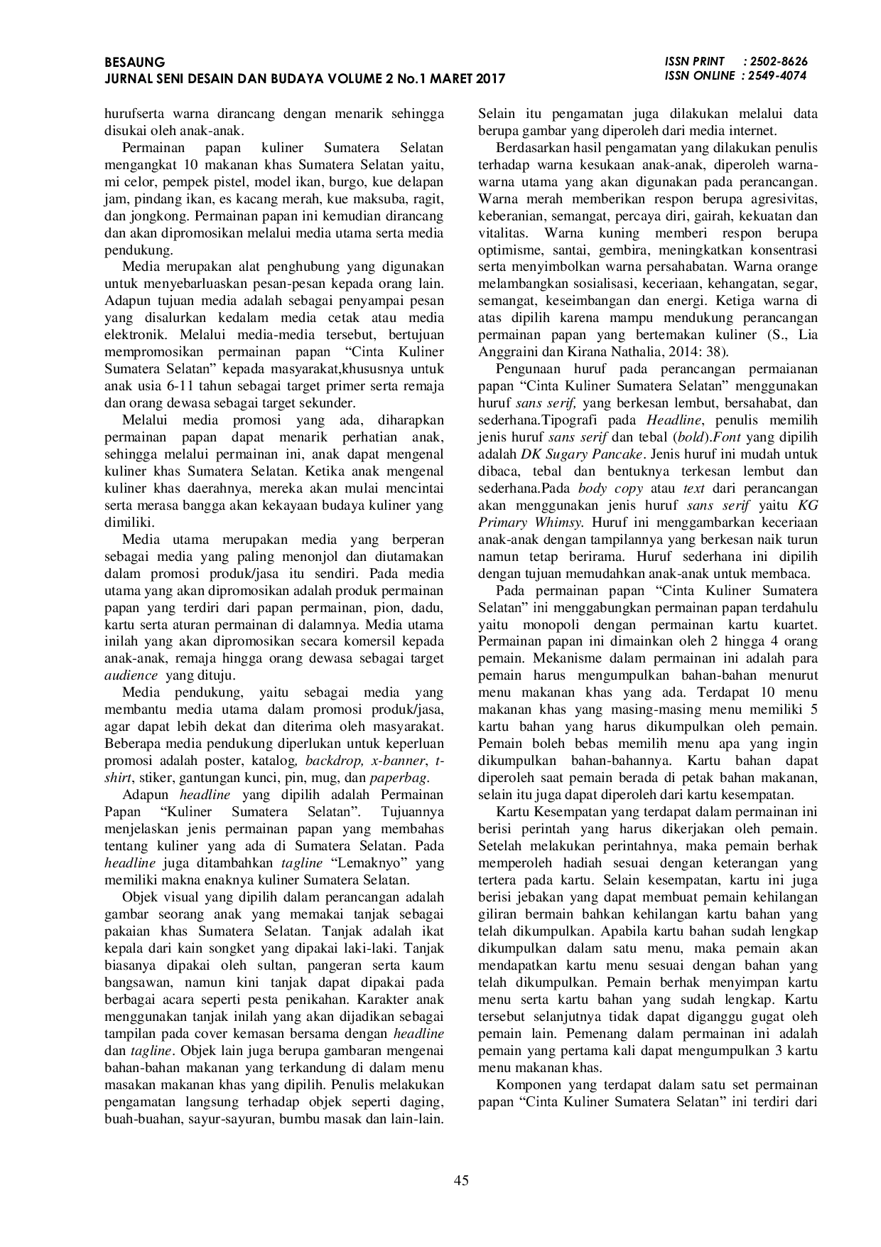 JURIS Perancangan Komunikasi Visual Permainan Papan Cinta Kuliner Sumatera Selatan