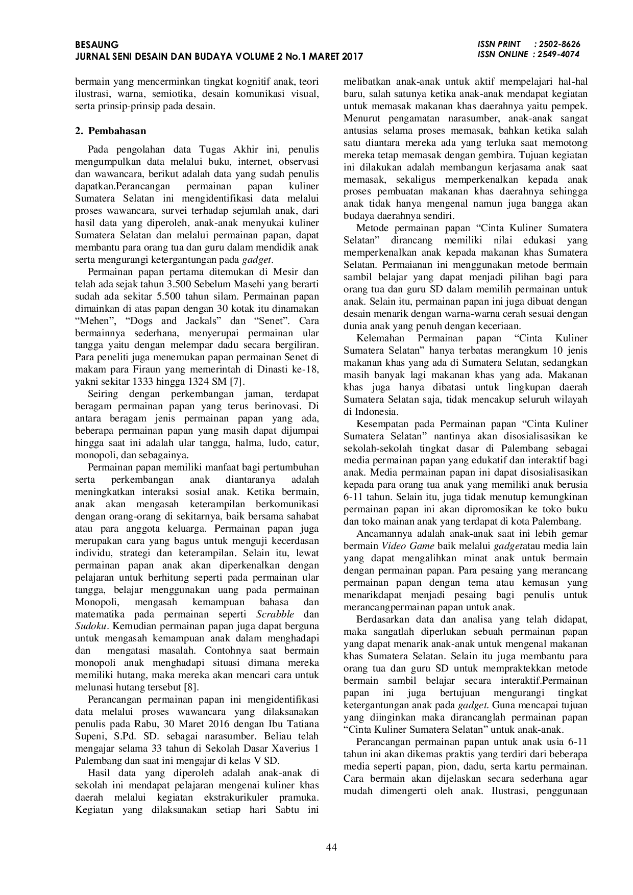 JURIS Perancangan Komunikasi Visual Permainan Papan Cinta Kuliner Sumatera Selatan