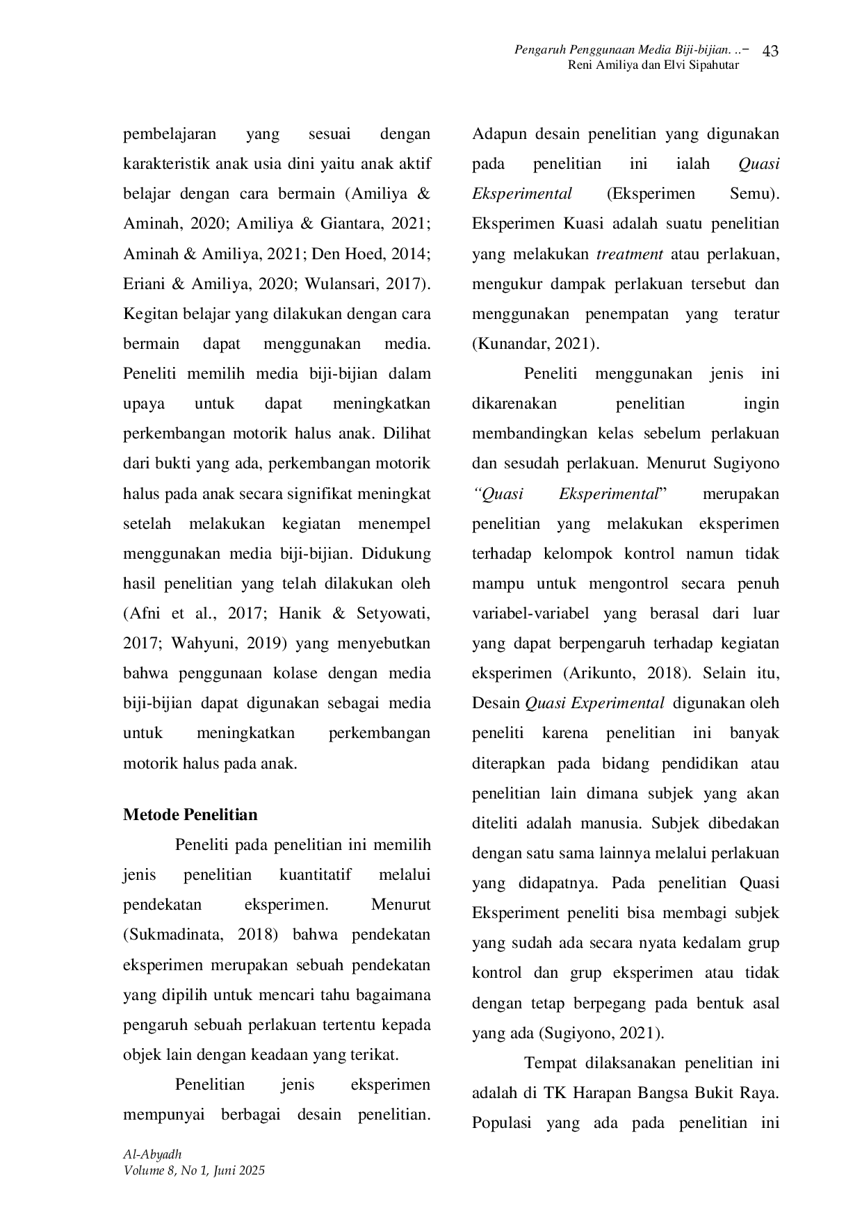 JURIS PENGARUH MEDIA BIJI BIJIAN TERHADAP MOTORIK HALUS ANAK DI TK HARAPAN BANGSA BUKIT RAYA