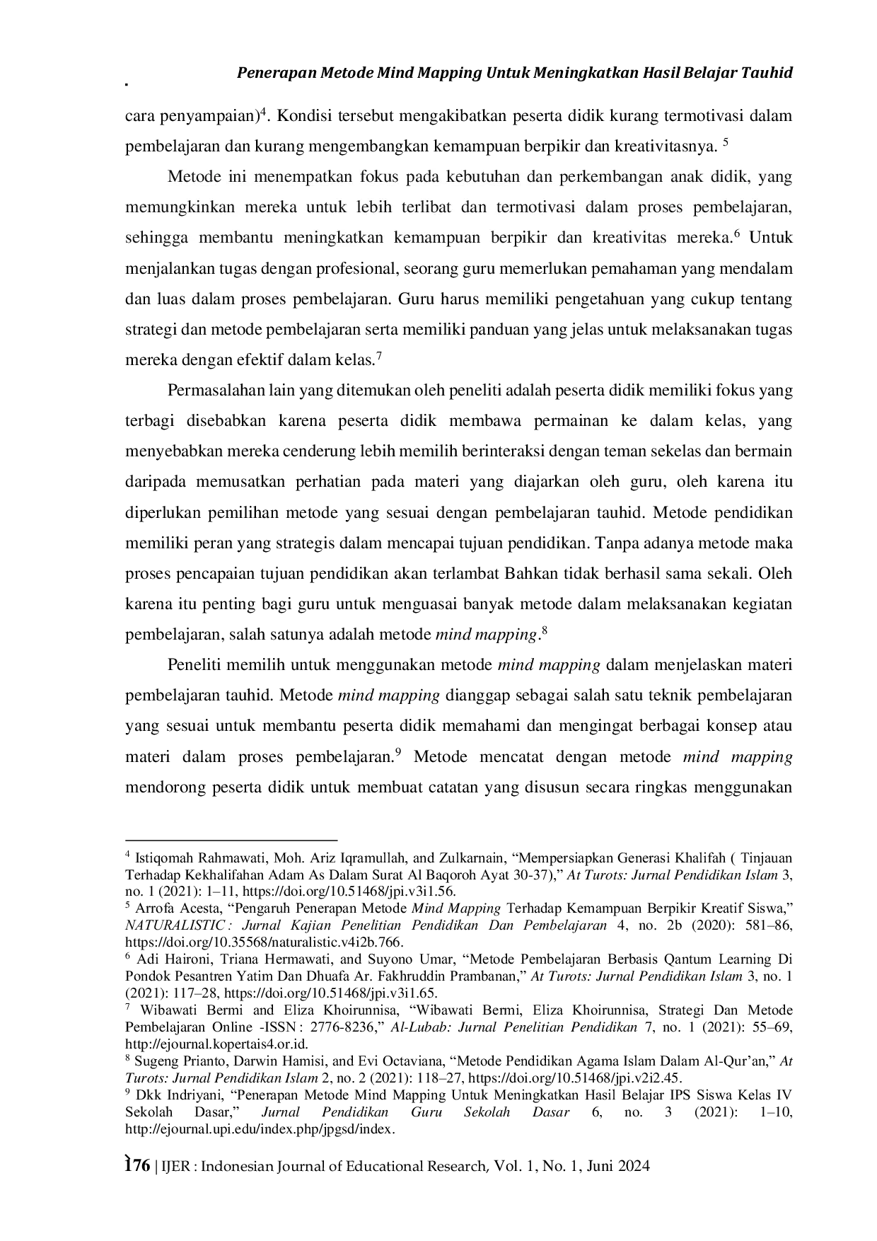JURIS Penerapan Metode Mind Mapping Untuk Meningkatkan Hasil Belajar Tauhid