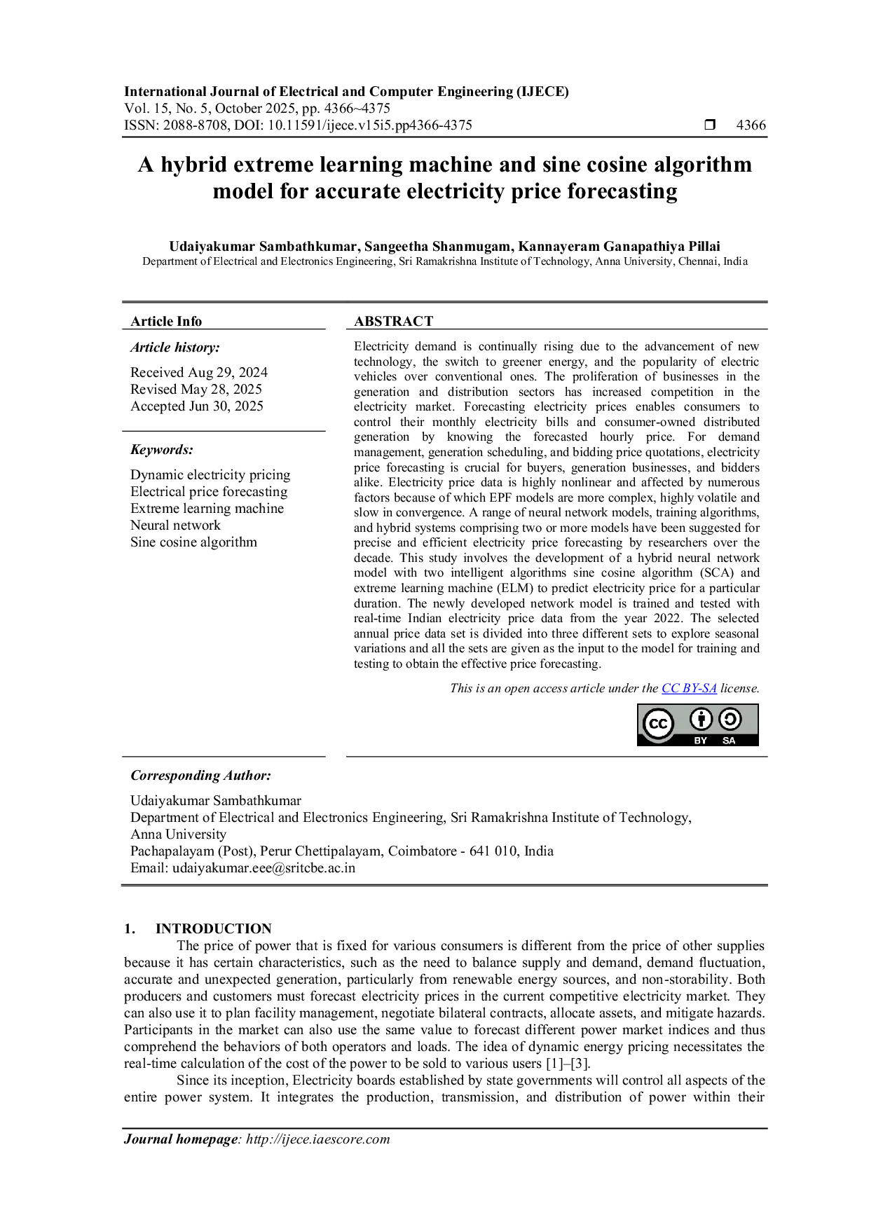 JURIS A hybrid extreme learning machine and sine cosine algorithm model for accurate electricity price forecasting