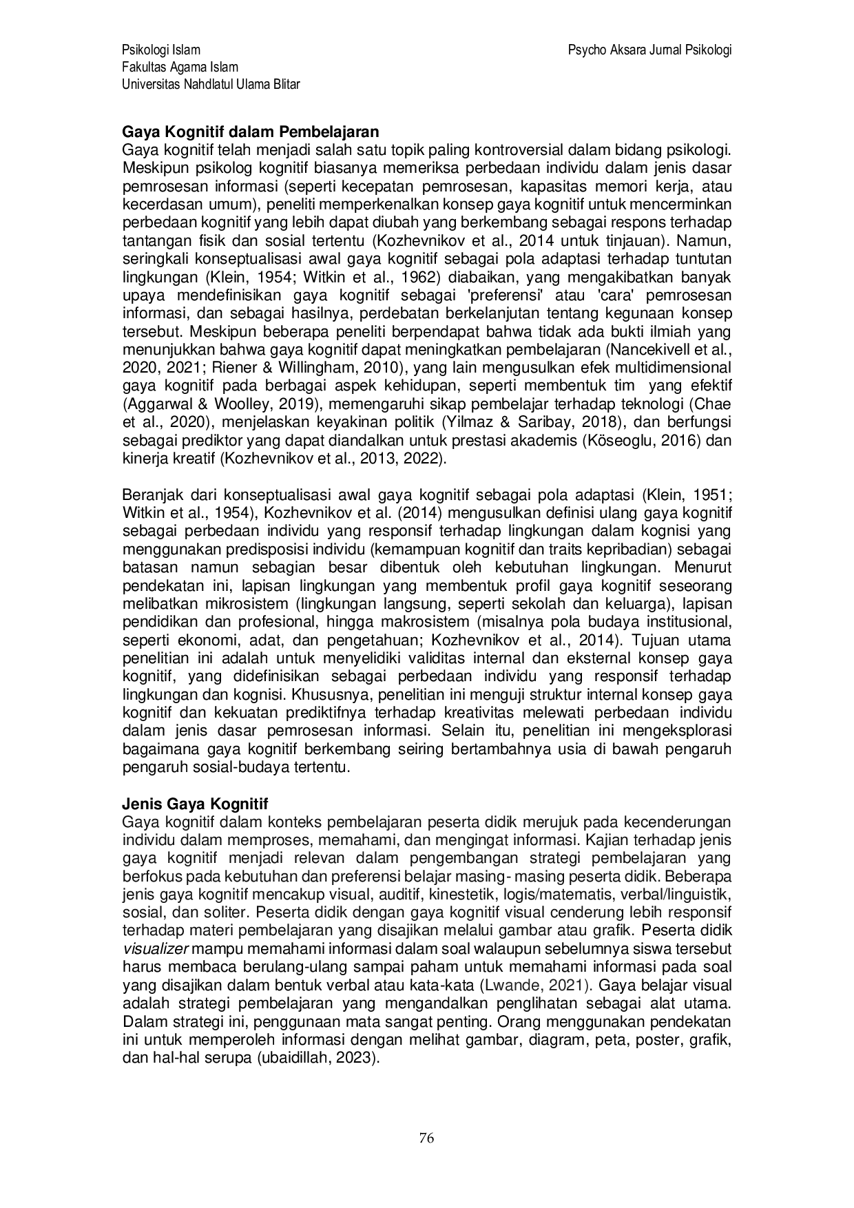 JURIS Kunci Sukses Pembelajaran Efektif Tinjauan Sistematic Literature Review Memahami Hubungan Gaya Kognitif Regulasi Diri dan Motivasi