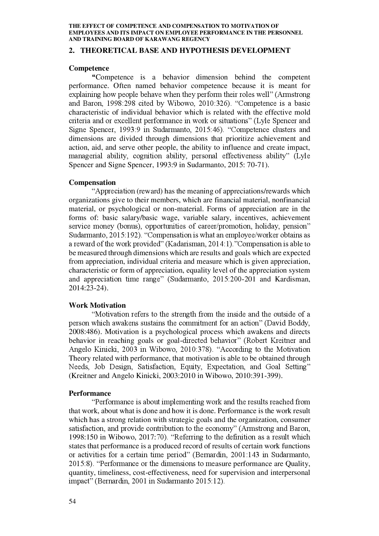 juris Pengaruh Kompetensi Dan Kompensasi Terhadap Motivasi Karyawan Dan Dampaknya Terhadap Kinerja Karyawan Di Badan Kepegawaian Dan Diklat Kabupaten Karawang