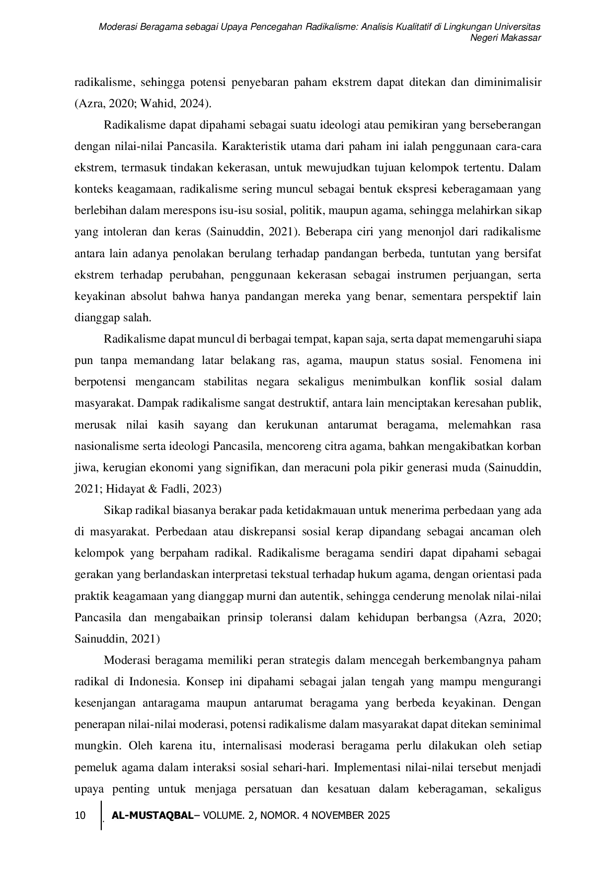 JURIS Moderasi Beragama sebagai Upaya Pencegahan Radikalisme Analisis Kualitatif di Lingkungan Universitas Negeri Makassar