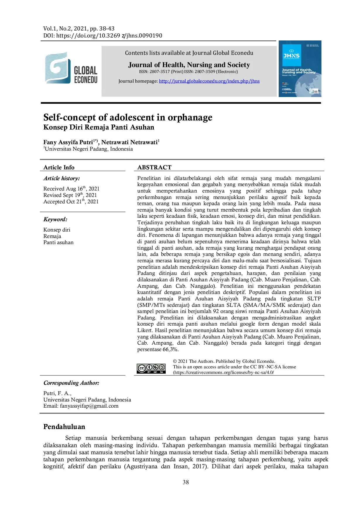 JURIS Self concept of adolescent in orphanage