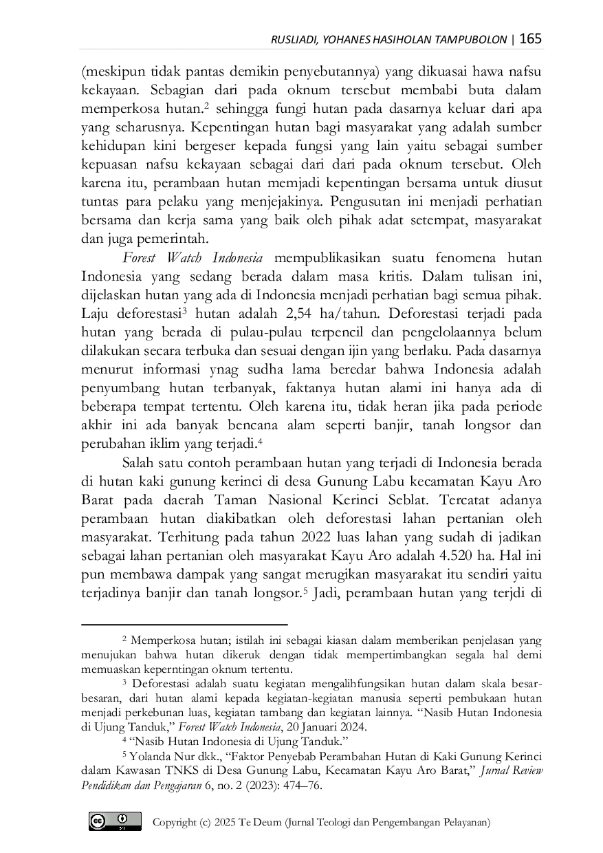 JURIS Ecotheology and the Church s Responsibility for Forest Encroachment in Indonesia