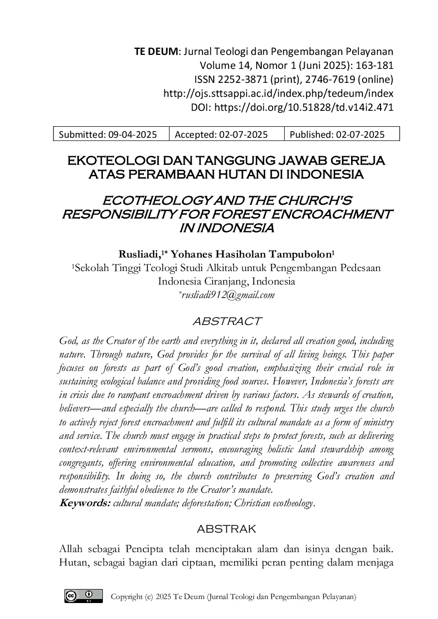 JURIS Ecotheology and the Church s Responsibility for Forest Encroachment in Indonesia