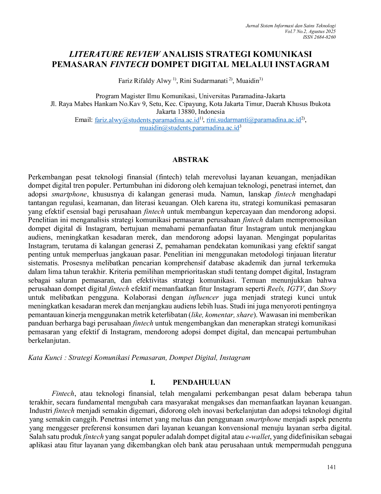 JURIS Literature Review Analisis Strategi Komunikasi Pemasaran Fintech Dompet Digital Melalui Instagram