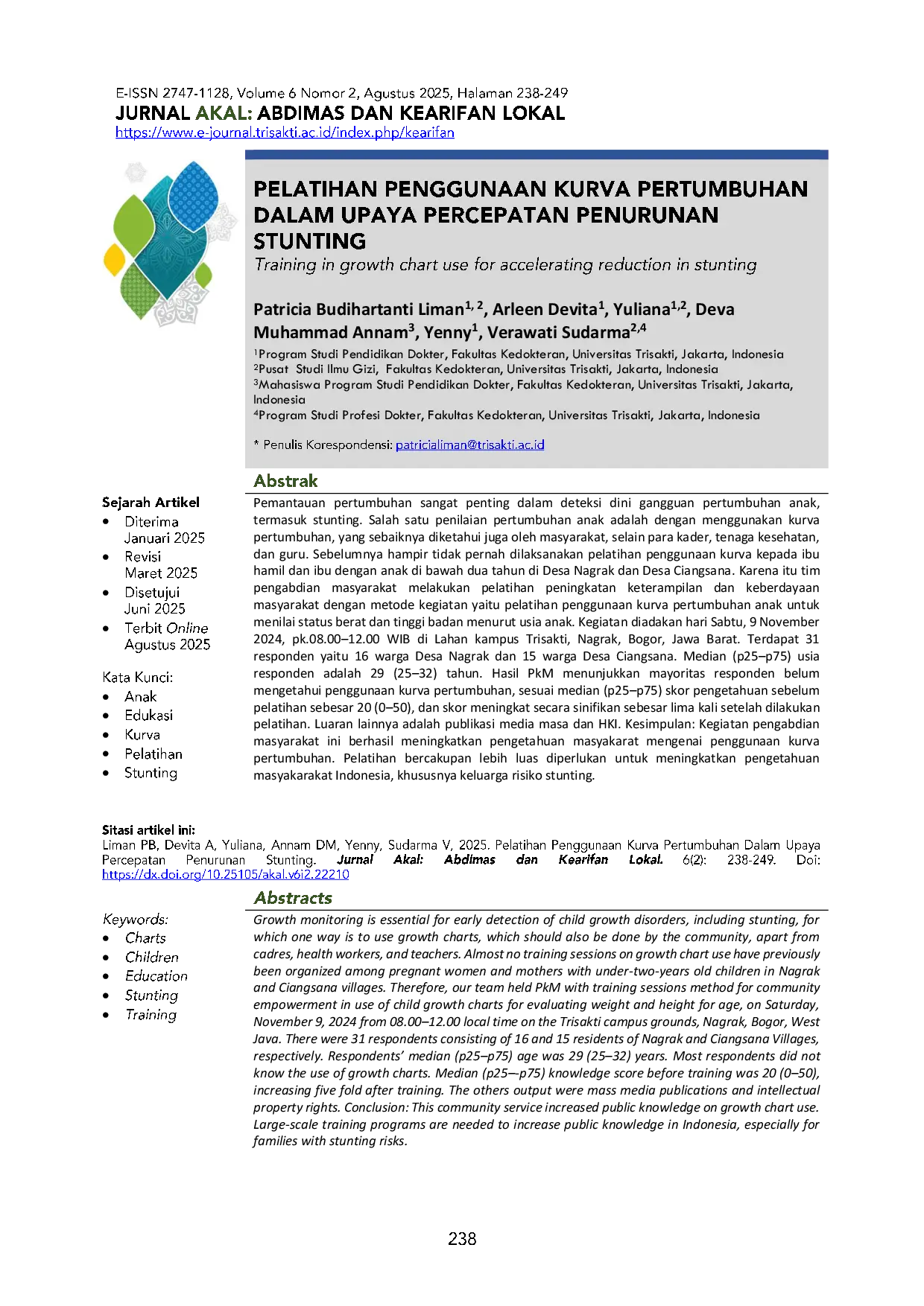 JURIS Pelatihan Penggunaan Kurva Pertumbuhan Dalam Upaya Percepatan Penurunan Stunting
