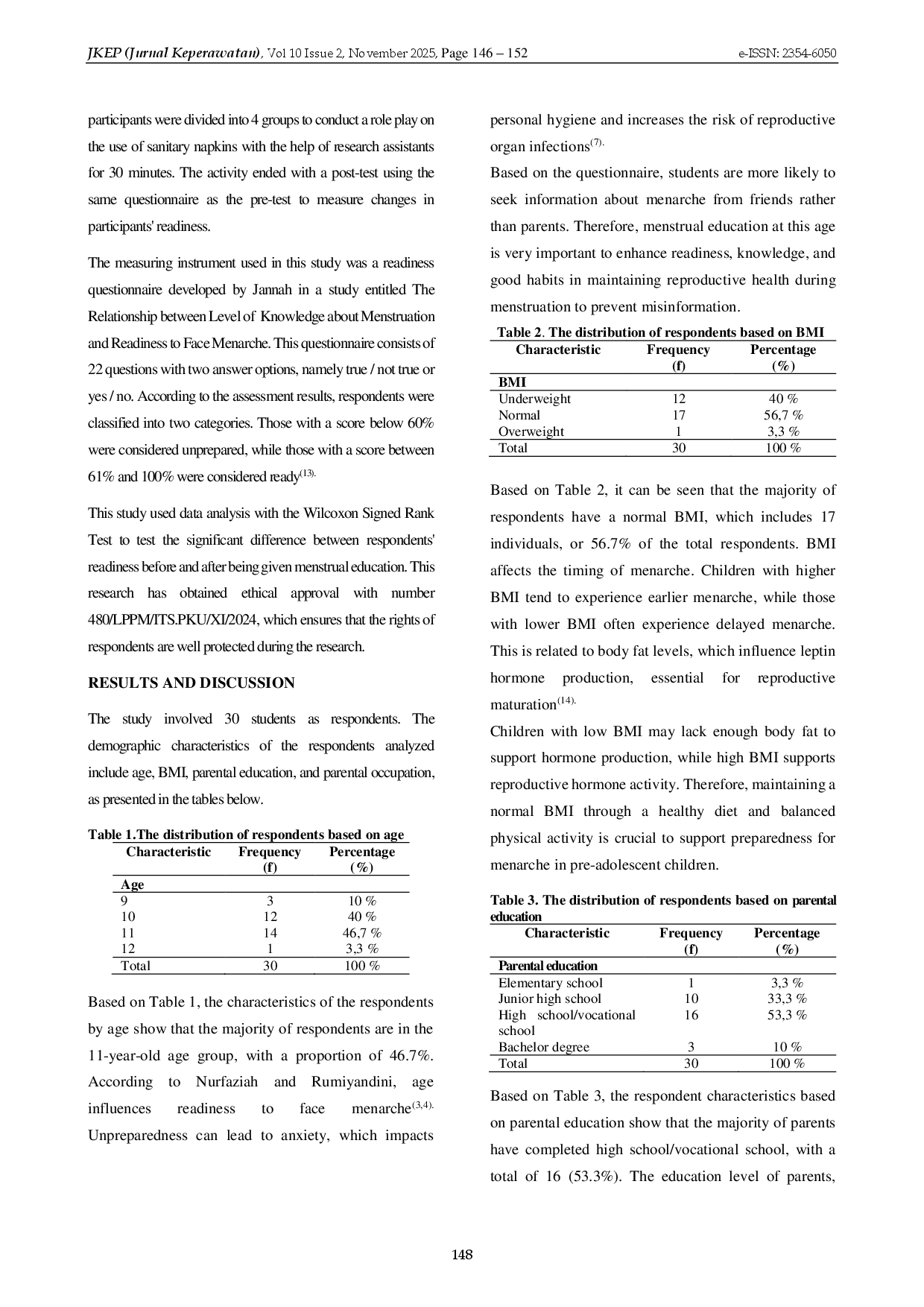 juris The Effect of Menstrual Education on Readiness to Face Menarche